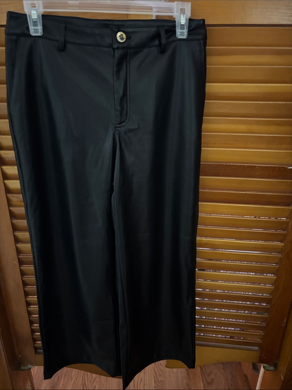 Marc New York Black Wide-Leg Faux Leather Pants